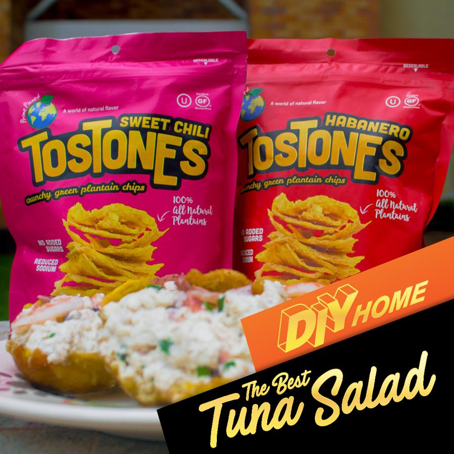 tostones chips with tuna salad