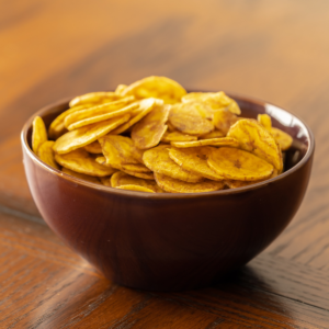 A bowl of plantain chips.